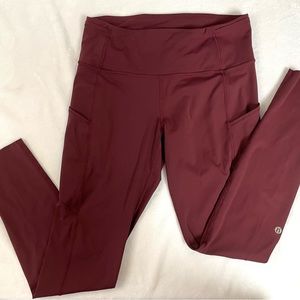*2 pair* Lululemon Fast&free pocket leggings Maroon and Olive Green size 8
